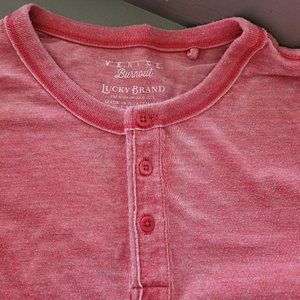 Venice Burnout Lucky Brand Men's XL Tee Shirt Long Sleeve Red Distressed